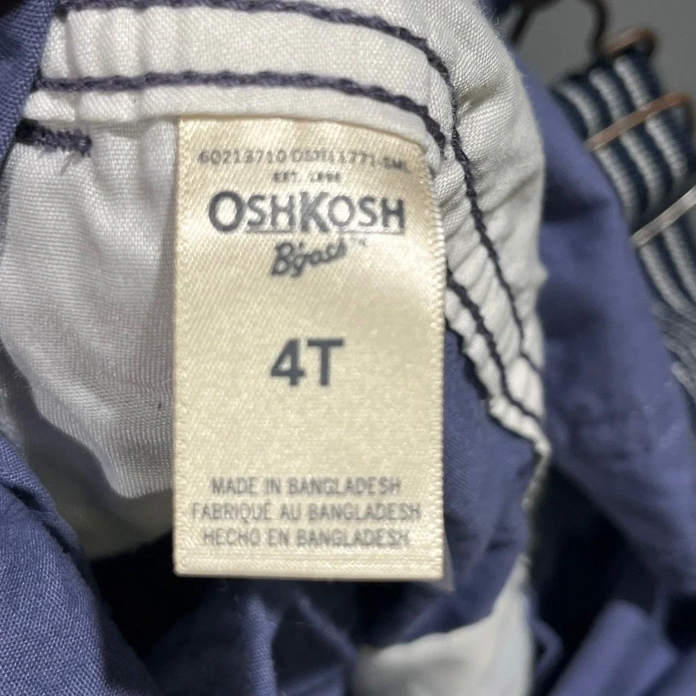 OshKosh B'gosh Kids 4T Blue Cotton Blend Overalls Dungarees Striped‎ Suspenders